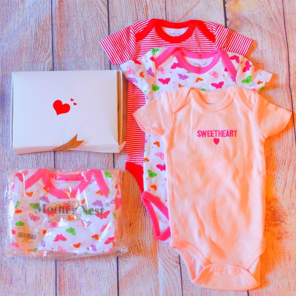 NEW Organic Newborn Set of 3 Romper Bodysuit